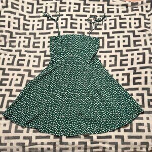 Green with White Flowers Mini Dress